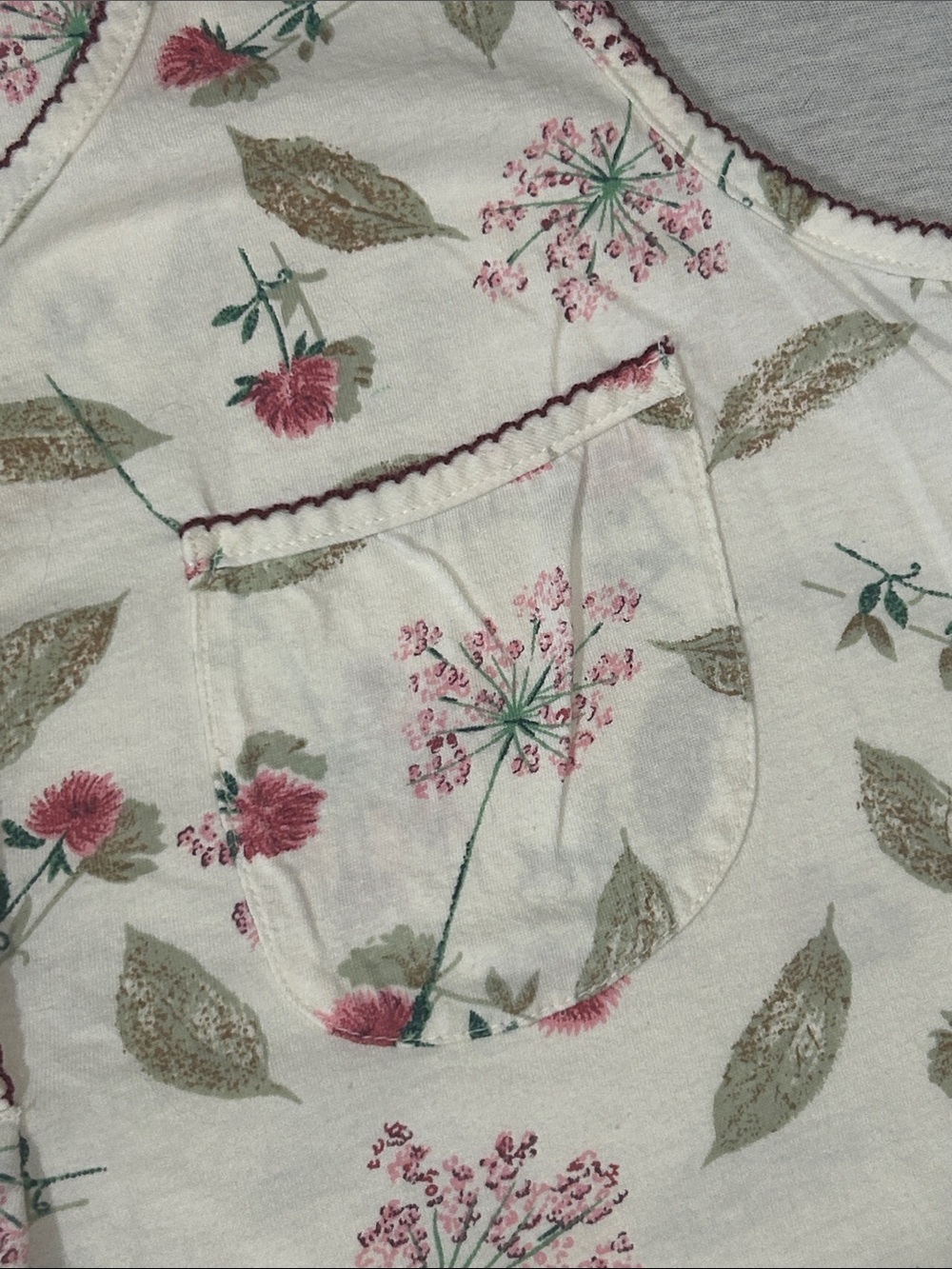 Basic Editions Cream Floral Sleeveless Nightgown with Pink Accents - Picture 4 of 7